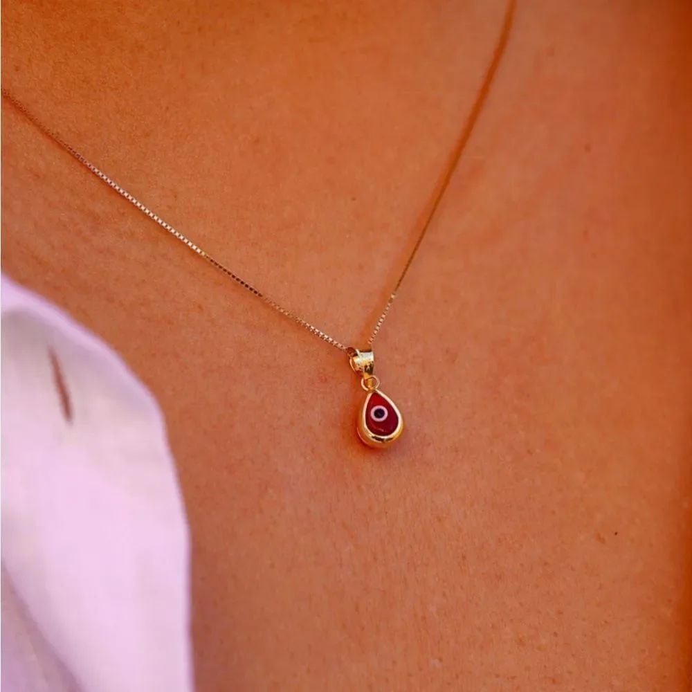 Tear evil eye 14k Solid Gold Pendant perfect gift for anyone birthday gift